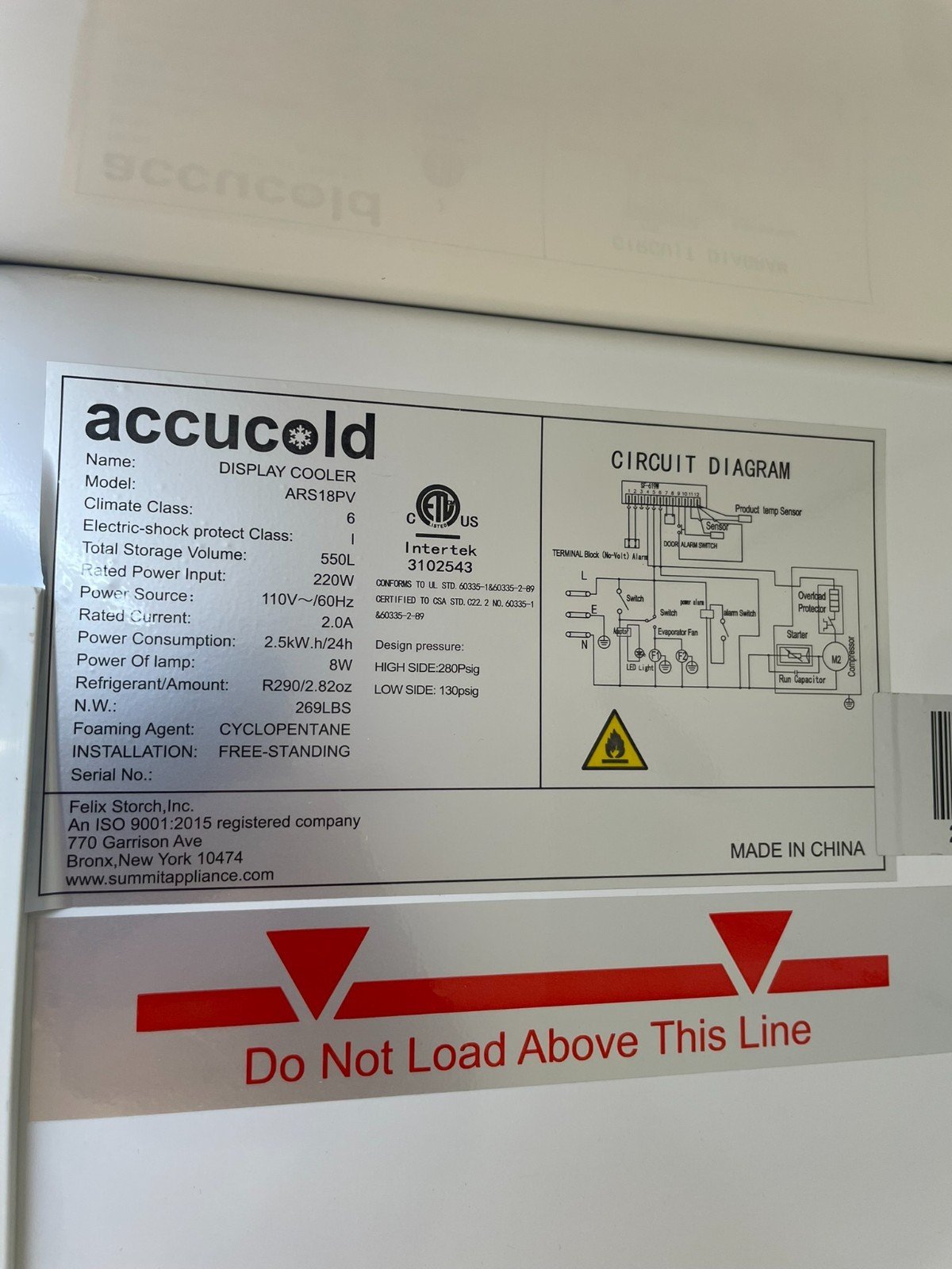 Accucold 1-Door ARS18PV Display Cooler- New - Image 12