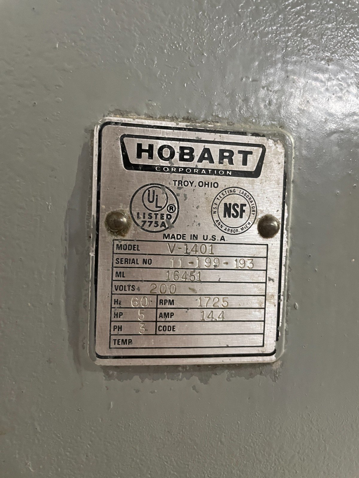 Hobart V1401 Mixer With Paddle Attachment - Image 9