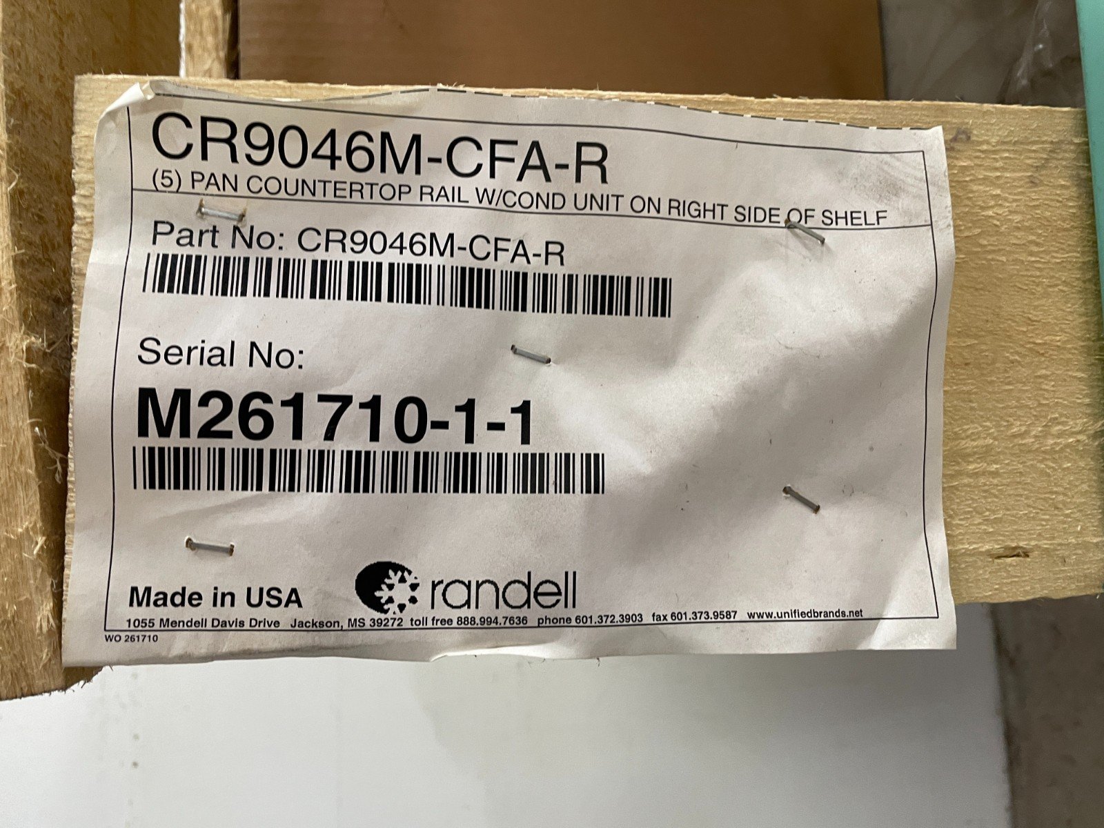 New Randell CR9046M-CFA-R Pan Countertop Rail with Condenser - Image 6