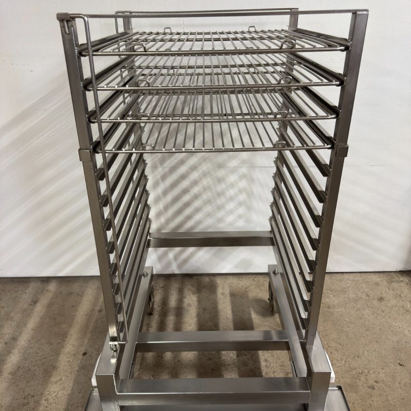 Stainless Steel 12 Tier Roll-In Rack on Casters