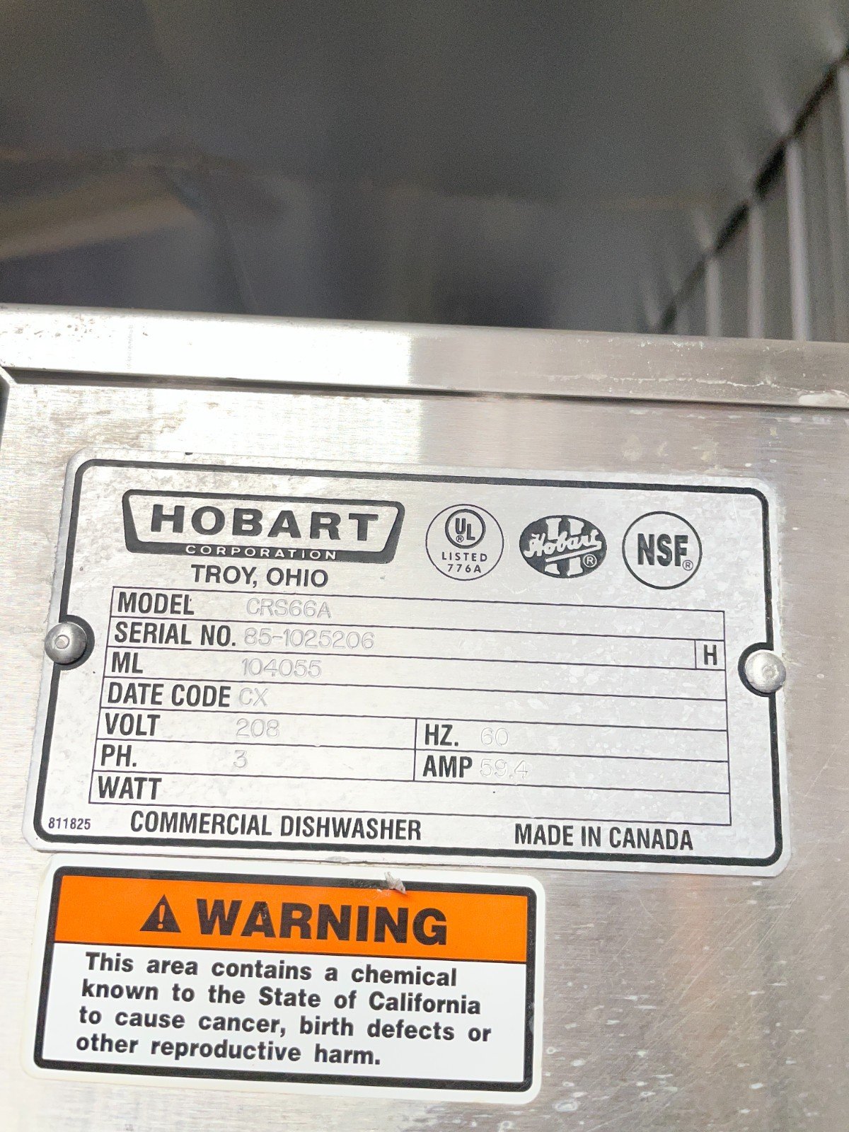 Hobart CRS66A Conveyor Dishwasher - Image 11