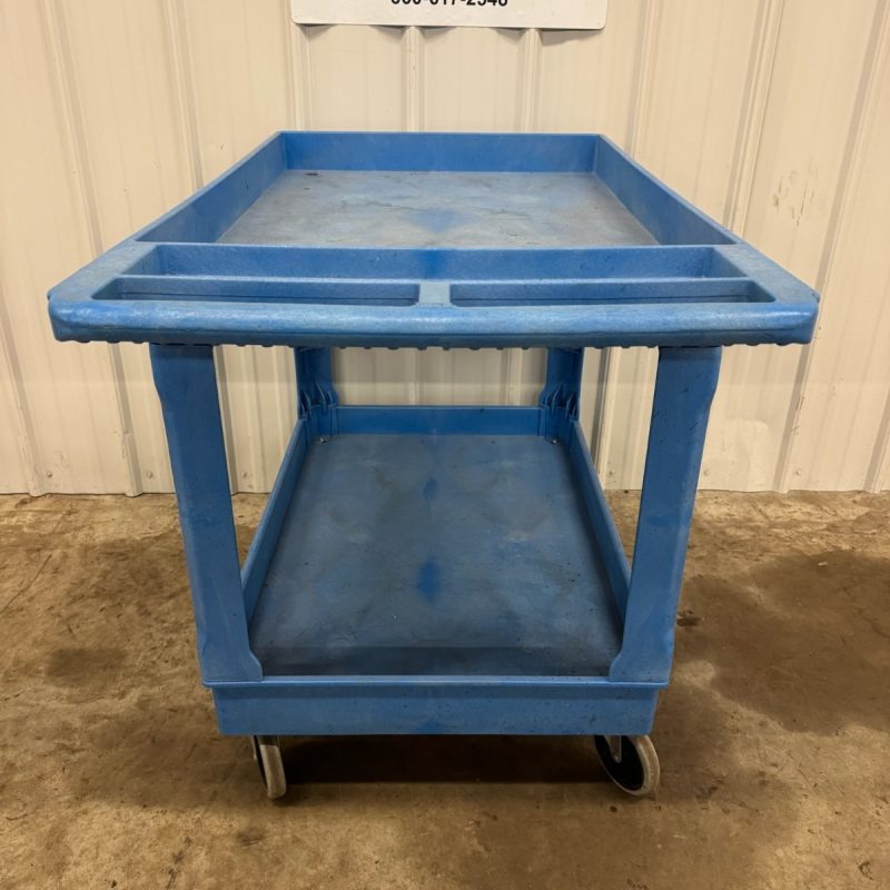 Blue Plastic Utility Cart on Casters - Image 4