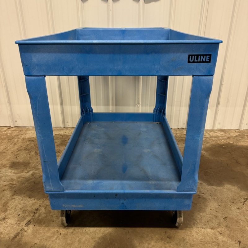 Blue Plastic Utility Cart on Casters - Image 5