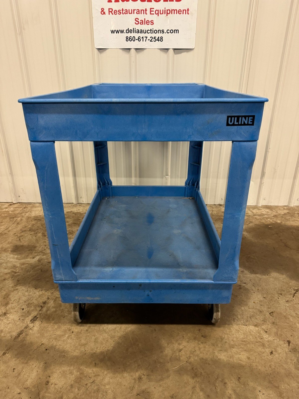 Blue Plastic Utility Cart on Casters - Image 5