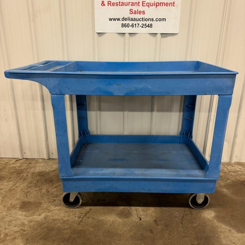 Blue Plastic Utility Cart on Casters - Image 6