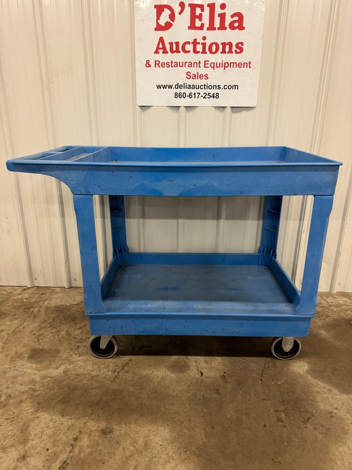 Blue Plastic Utility Cart on Casters - Image 6