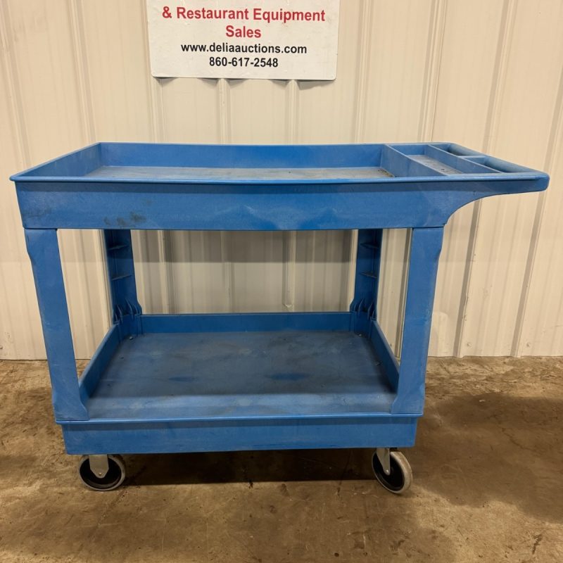 Blue Plastic Utility Cart on Casters